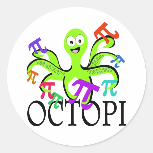 Octopi Pi Day Runder Aufkleber (Vorderseite)