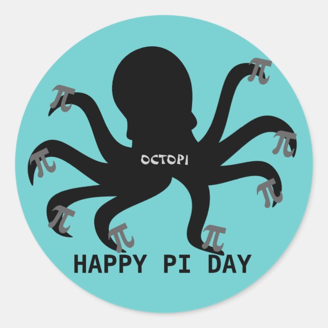 Octopi Pi Day Runder Aufkleber (Vorderseite)