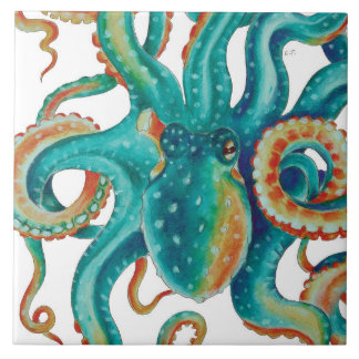 Octopis aquamariner TentakelnWatercolor Fliese