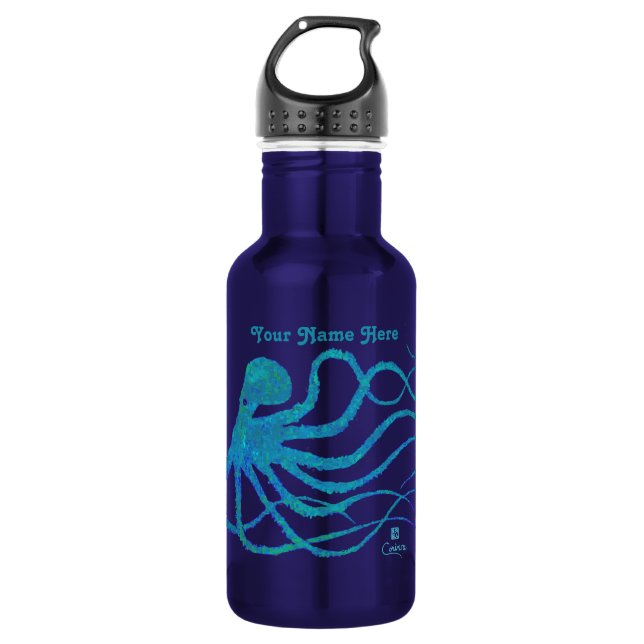 Octopus 2 Blue Green on Blue - 18 oz. Trinkflasche (Vorderseite)