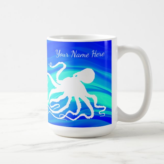 Octopus 6 auf Blue Green - 15 oz. Mug Kaffeetasse (Rechts)