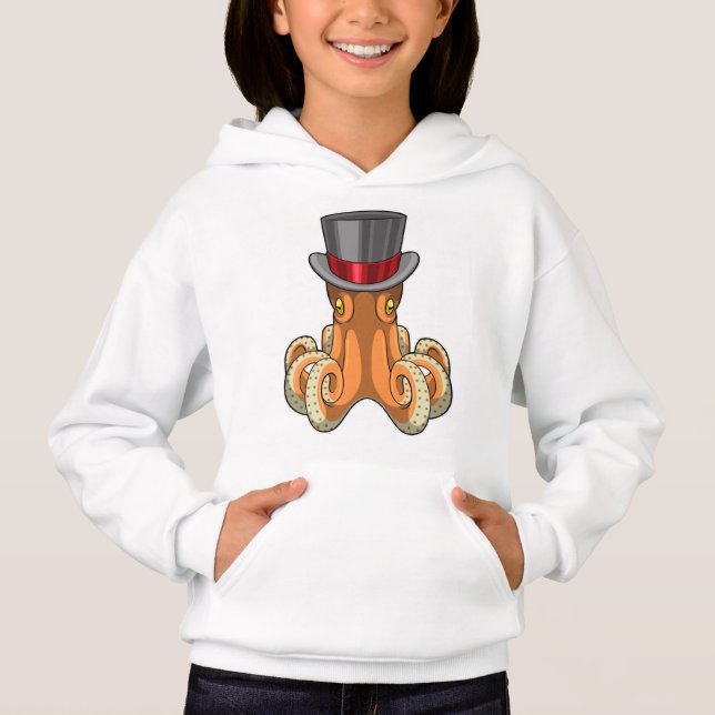 Octopus als Gentleman mit Top-Hut Hoodie (Vorderseite)