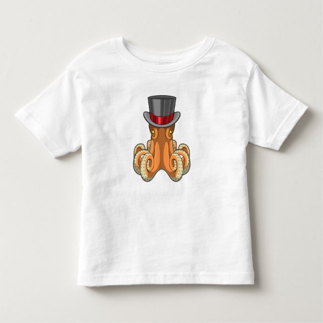 Octopus als Gentleman mit Top-Hut Kleinkind T-shirt (Vorderseite)