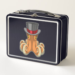 Octopus als Gentleman mit Top-Hut Metall Brotdose