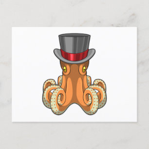 Octopus als Gentleman mit Top-Hut Postkarte