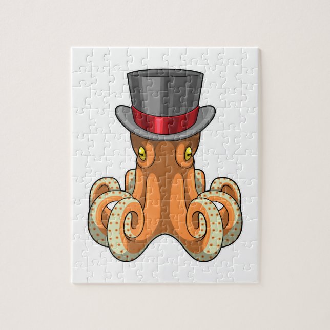 Octopus als Gentleman mit Top-Hut Puzzle (Vertikal)
