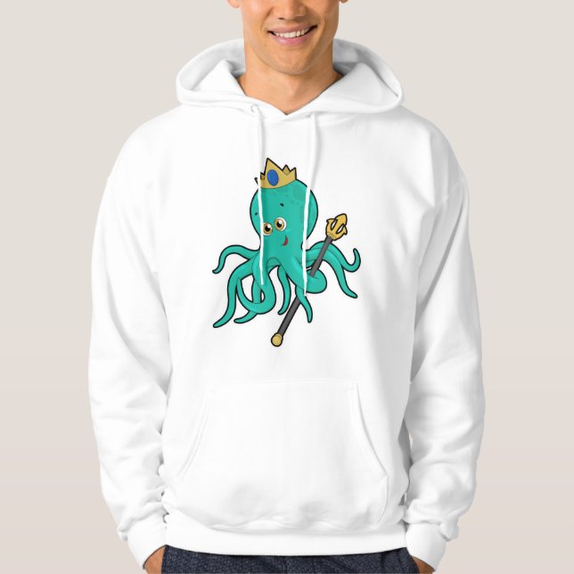 Octopus als König mit Dreifach Hoodie (Vorderseite)