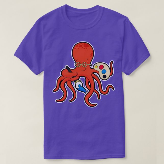 Octopus als Maler mit Pinsel 1 T-Shirt (Design vorne)