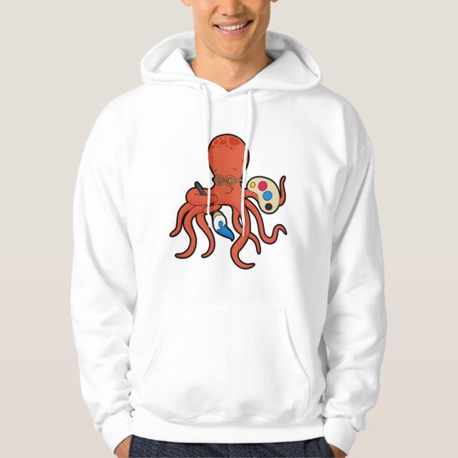 Octopus als Maler mit Pinsel und Pinsel Hoodie (Vorderseite)