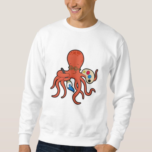 Octopus als Maler mit Pinsel und Pinsel Sweatshirt (Vorderseite)