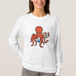 Octopus als Maler mit Pinsel und Pinsel T-Shirt