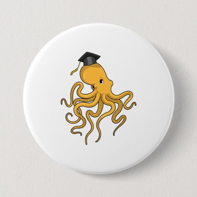 Octopus als Student mit Diplom Button (Vorderseite)