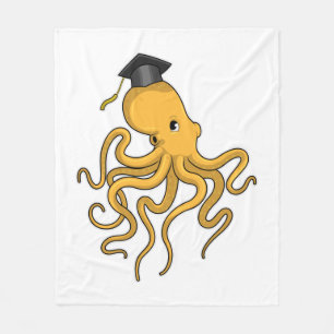 Octopus als Student mit Diplom Fleecedecke