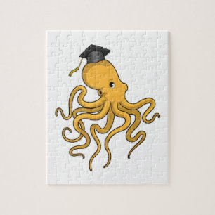 Octopus als Student mit Diplom Puzzle