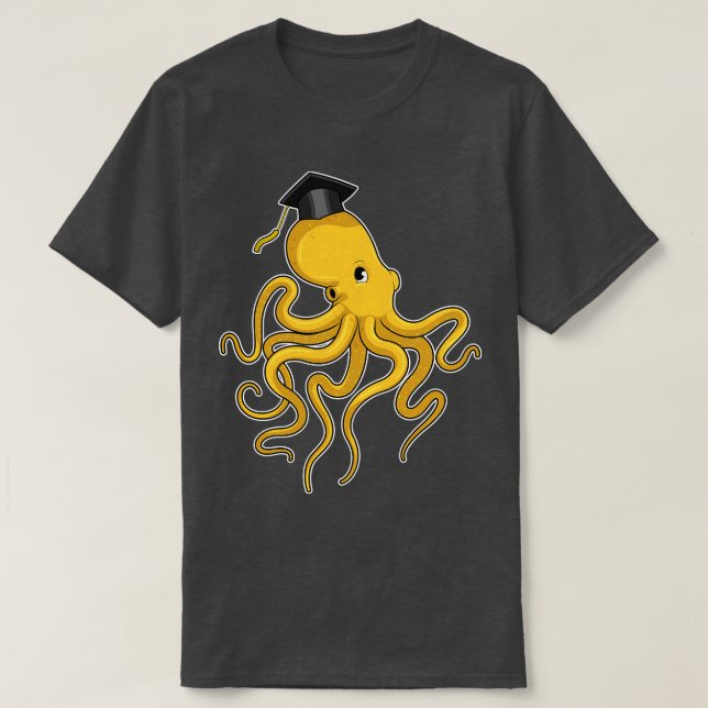 Octopus als Student mit Diplom T-Shirt (Design vorne)