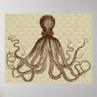 Octopus Anchors Lord Bodner Vintag Brown Nautic