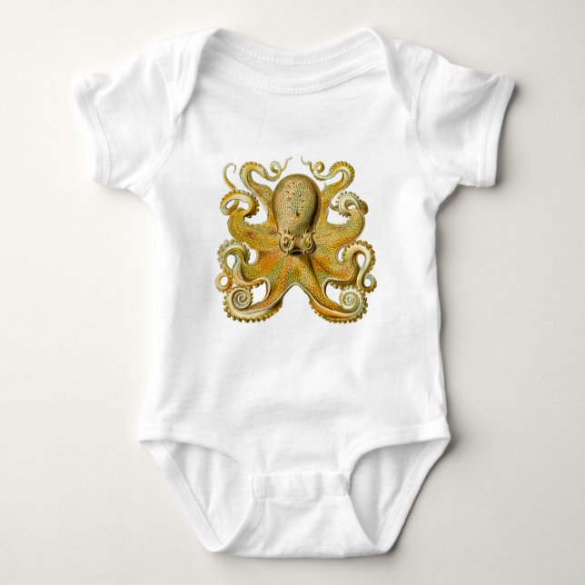 Octopus antike Illustration Seeungeheuer Baby Strampler (Vorderseite)
