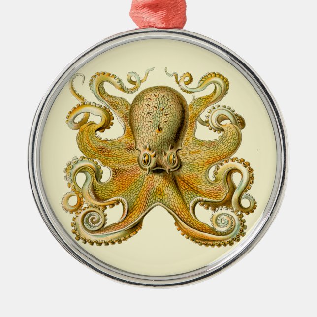 Octopus antike Illustration Seeungeheuer Ornament Aus Metall (Vorne)