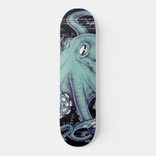 Octopus Aquamarine Vintage Karte Skateboard