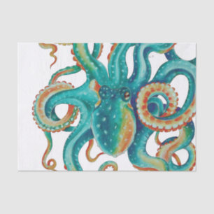 Octopus Aquamarine Wasserfarbe Tentakeln Wasserfar Seidenpapier