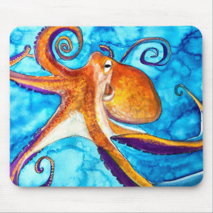 Octopus Aquarell unter Meereskunst Mousepad