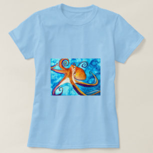 Octopus Aquarell unter Meereskunst T-Shirt