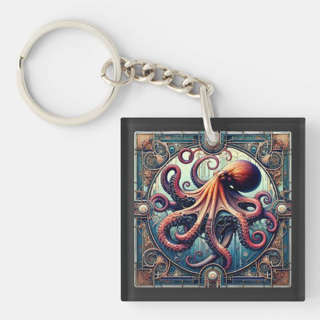 Octopus Art Deco Schlüsselanhänger (Vorderseite)