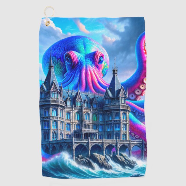 Octopus Art Golfhandtuch (Vorderseite)