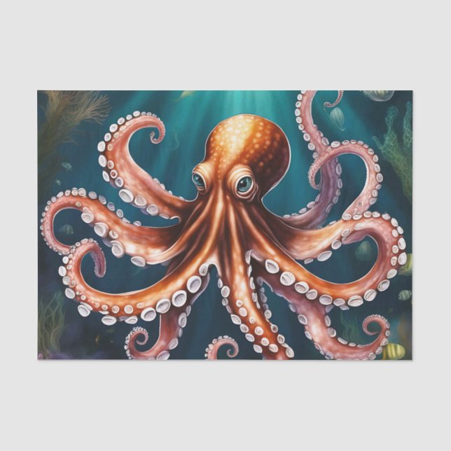 Octopus Art Unterwasser Seidenpapier (Vorderseite)