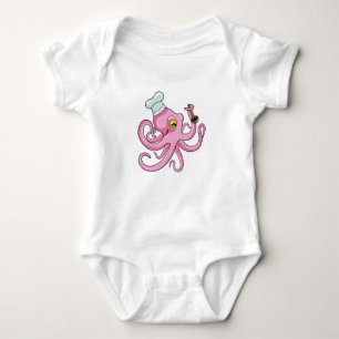 Octopus as Cook with Wooden spoon Baby Strampler