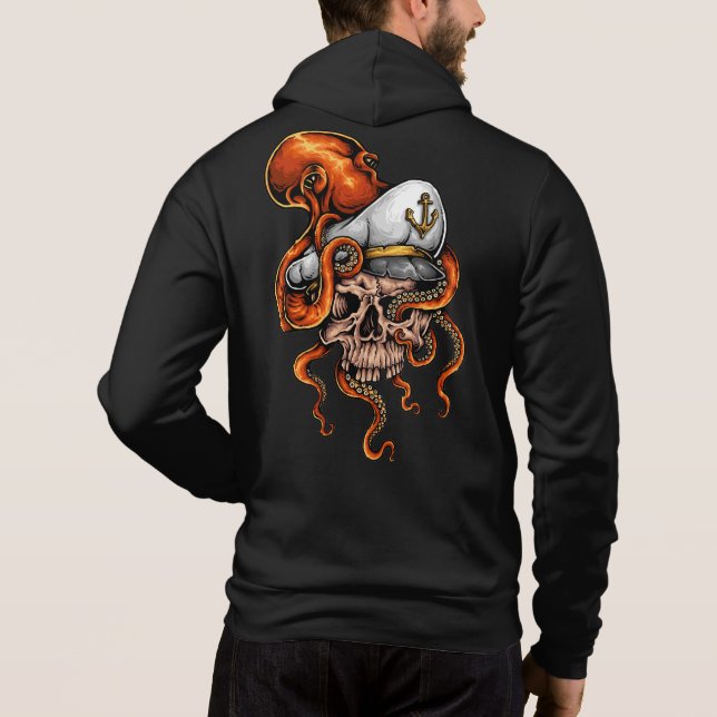 Octopus Attack Captains Skull Nautic Hoodie (Rückseite)