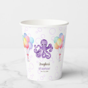 Octopus Ballon Lila Blase Kindergeburtstag Pappbecher