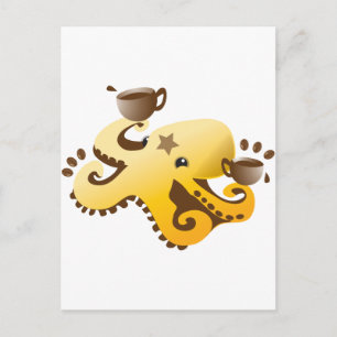 Octopus Barista Postkarte