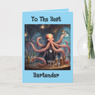 Octopus Barkeeper Multitasking-Mixologe Geburtstag Karte