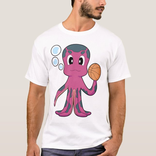 Octopus Basketball player Basketball Sports T-Shirt (Vorderseite)