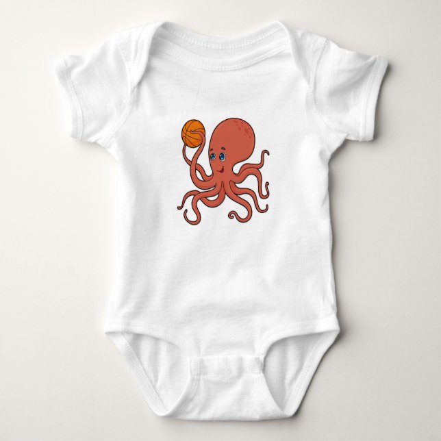 Octopus Basketball-Spieler Basketball Baby Strampler (Vorderseite)