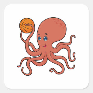 Octopus Basketball-Spieler Basketball Quadratischer Aufkleber