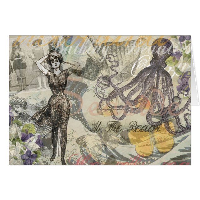 Octopus Beach Antique Coastal Steampunk (Vorderseite (Horizontal))