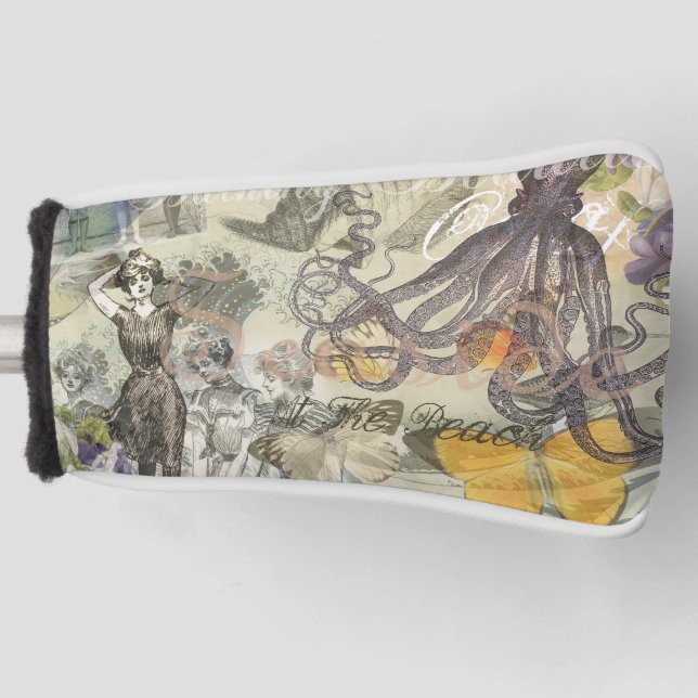 Octopus Beach Antique Coastal Steampunk Golf Headcover (Vorderseite)