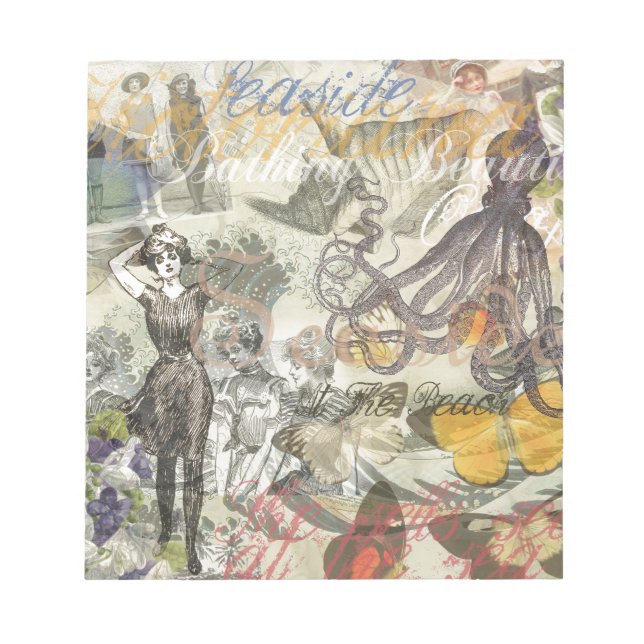 Octopus Beach Antique Coastal Steampunk Notizblock (Vorderseite)