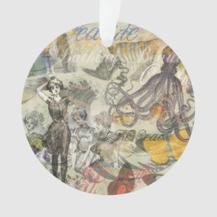 Octopus Beach Antique Coastal Steampunk Ornament