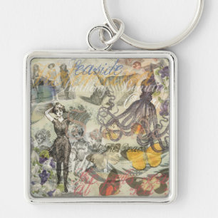 Octopus Beach Antique Coastal Steampunk Schlüsselanhänger