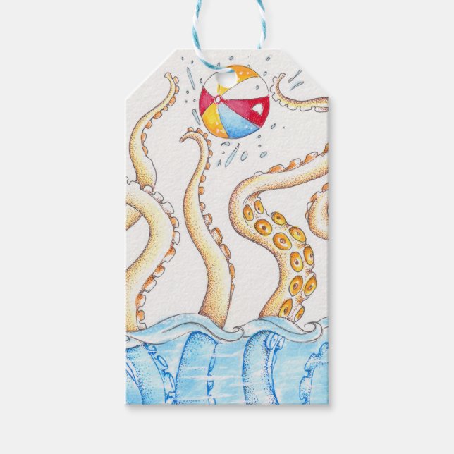 Octopus Beach Ball Geschenkanhänger (Vorderseite)