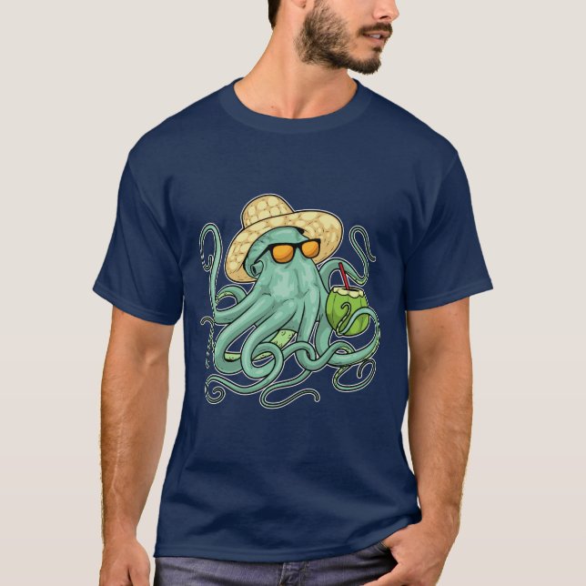 Octopus Beach Coconut Summer T-Shirt (Vorderseite)