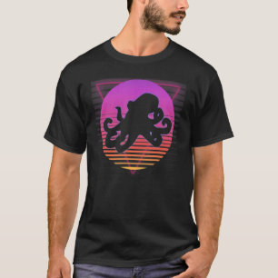 Octopus Beach Fish Retro Vaporwave Vintager 70er 8 T-Shirt