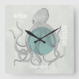 Octopus Beach House oder Meeresbiologe Quadratische Wanduhr