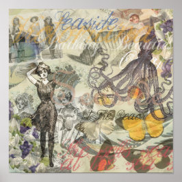 Octopus Beach Urlaub Viktorianisch Gotischer Spaß Poster