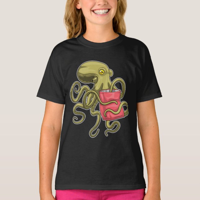 Octopus-Beutel mit Chips T-Shirt (Vorderseite)