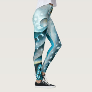 Octopus Blau Aquarellfarbendetails Leggings