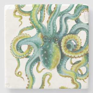 Octopus Blue Watercolor Art Steinuntersetzer